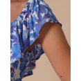 thumbnail image 5 of DARING DIVA Women's Casual Floral Scoop Neck Ruffle Short Sleeve Top XS Blue, 5 of 6