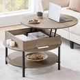 thumbnail image 2 of Round Lift Top Coffee Table with Hidden Compartment & Storage Shelf, 31'' Farmhouse Coffee Table Center Tables, 2-Tier Small Round Dining Table for Living Room Reception Room, Gray, 2 of 6
