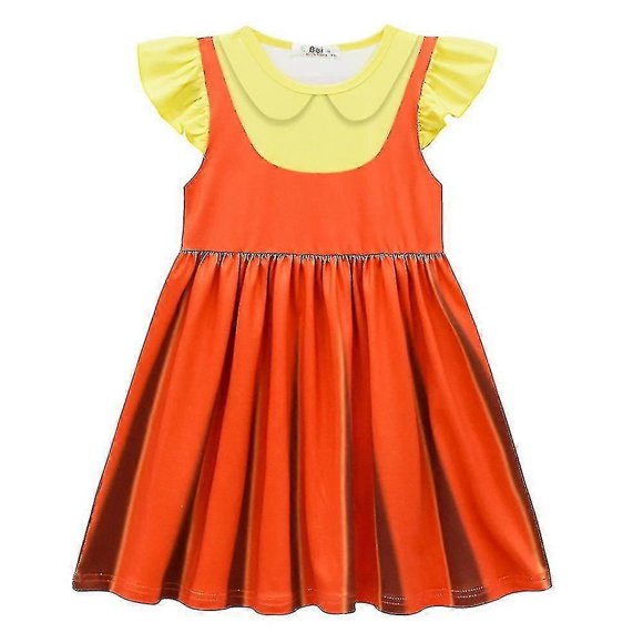 4-9 Years Girl Squid Game Party Short Sleeve Dress