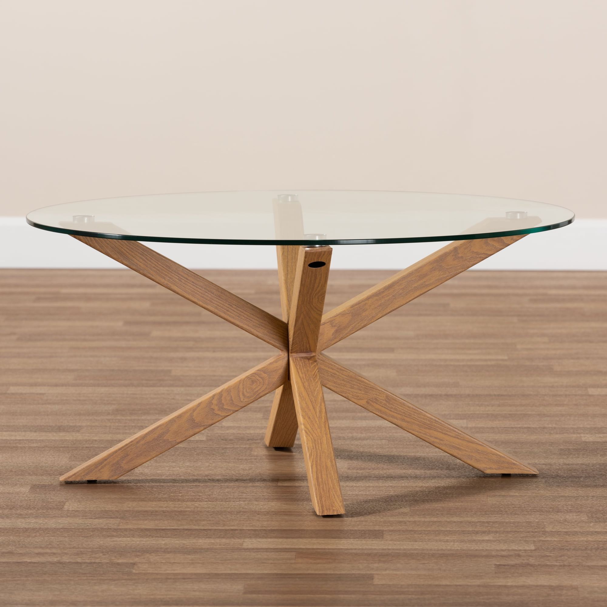 Baxton Studio Lida Modern and Contemporary Glass and Wood Finished Coffee Table