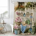 thumbnail image 6 of Polyester Fabric Spring Daisy Shower Curtain, Flowers Farmhouse Leaves Floral Pots Country Retro Waterproof Bathtub Curtain Bathroom Decor Set with Hooks 72 x 78 Inches, 6 of 6