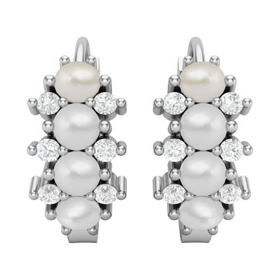 Mooneye 925 Sterling Silver 1.36 Ct Round Pearl Huggie Hoop Women's Wedding Earrings