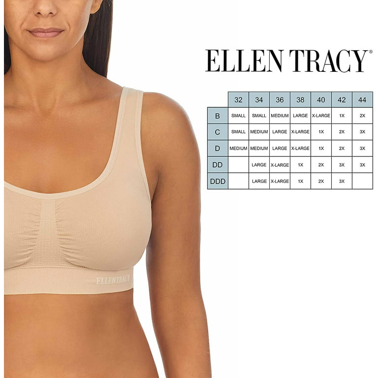 Ellen Tracy Women's Seamless Built Up Bra With Logo 2-Pack 