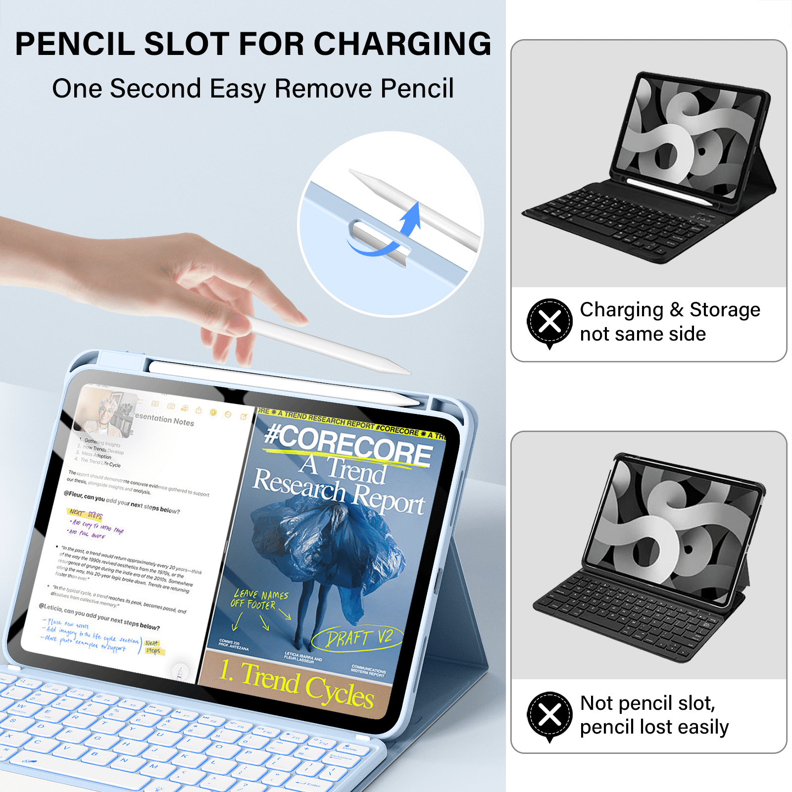 Kenke Keyboard Case Compatible for iPad (A16) 11/10th Generation 11/10.9 inch 2025/2020, Folio Cover with Pencil Holder, Multi-Touch Trackpad, 7 Color Backlit, Detachable Bluetooth Keyboard, Blue