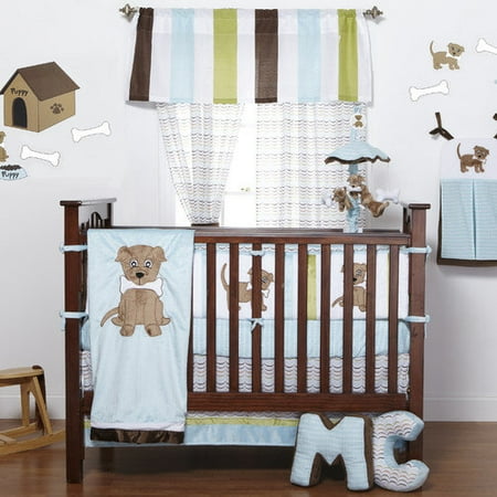 One Grace Place Puppy Pal Boy Infant 4 Piece Crib Bedding Set