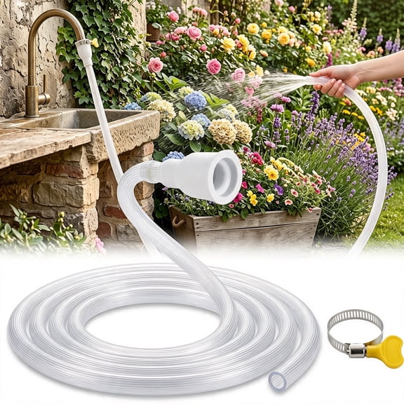 ICERUN 10 Ft Faucet Hose Adapter for Sink,Transparent Pvc Tube with Adjustable Faucet Connector and Hose Clamp Portable Water Transfer Accessories for Sink,Bucket,Garden,Pet Bathing