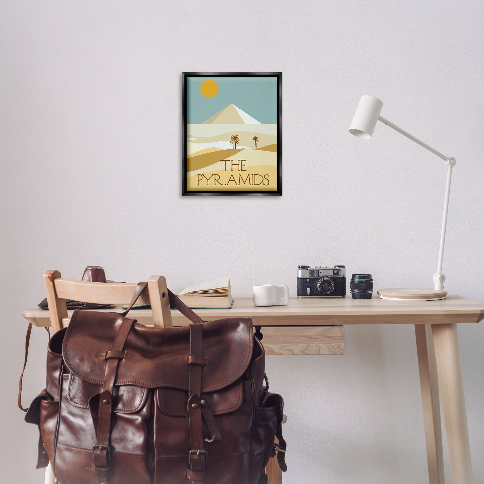 Stupell Industries Egypt Pyramids Landmark Landscape & Nature Painting Black Floater Framed Canvas Art Print Wall Art, 17 x 21