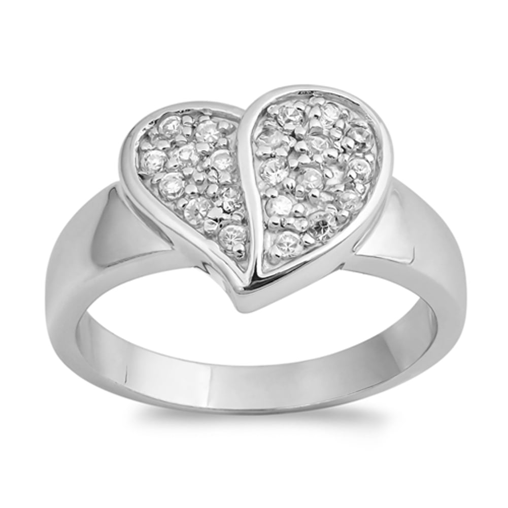 BEAUTIFUL CZ HEART GIFT PROMISE  .925 Sterling Silver Ring SIZES 5-9 