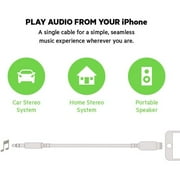 onn 3ft Lightning to 3.5 mm Audio AUX Cable, MFI Certified, White - Compatible with iPhone 14/13/12/11/X/XR/XS/8/7/6/5, iPad, and more