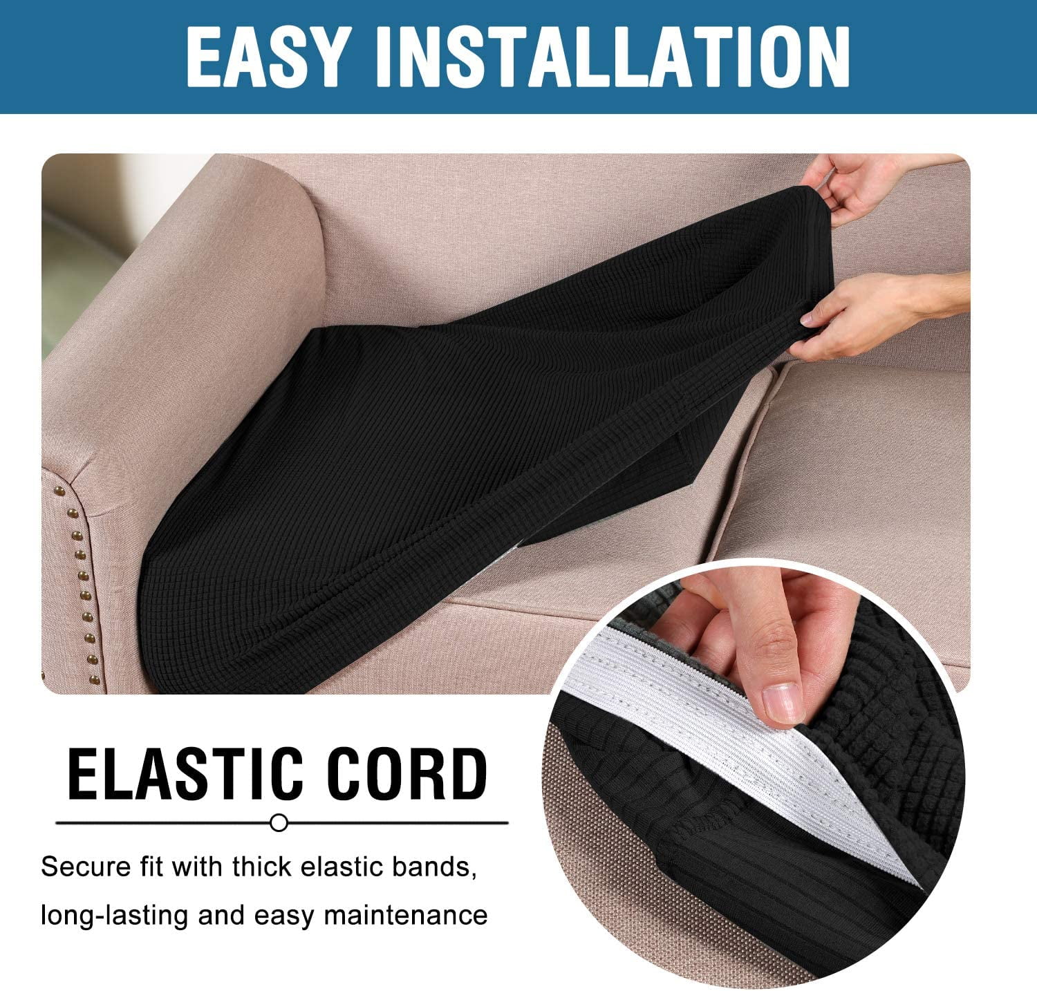 SEase 3 Piece  Sofa Covers  Stretch Individual Seat  Couch cushion covers Slipcover Sets Thick Jacquard Textured Twill Fabric