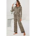 thumbnail image 2 of Pyjama à Manches Longues pour Femmes, Col Rond Doux, FP-Léopard Beige, 2 of 5