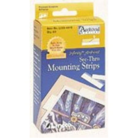 Lineco 4 Inches See-Through Archival Polyester Mounting Strips. Acid-Free, Framing Photos, Hinge-Less, Sturdy, Safe, Conservation, Easy, Artwork, Craft, DIY. (Pack Of 60)