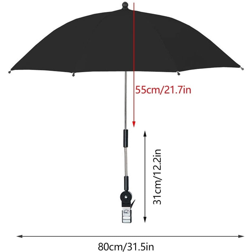 Sugagale Adjustable Sun Shade Umbrella with Clamp for Strollers, Beach Chairs, and Wheelchairs