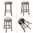 thumbnail image 5 of Dayalane Farmhouse 360° Swivel Bar Stools Set of 2, 25.6" Counter Height Round Linen Barstools with Wood Legs and Footrest, Backless Kitchen Island Chairs for Dining Room, Pub, Coffee Bar,Grey, 5 of 8