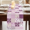thumbnail image 3 of Table Runners 70 Inches Long Dress Scarves, Boho Purple Flowers Farmhouse Coffee/Dining/Kitchen Table Decor, Holiday Table Runner, Spring Floral Botanical Patchwork Vintage 13x70 Inch, 3 of 9
