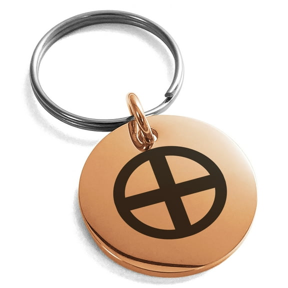 Stainless Steel Shimazu Samurai Crest Engraved Small Medallion Circle Charm Keychain Keyring