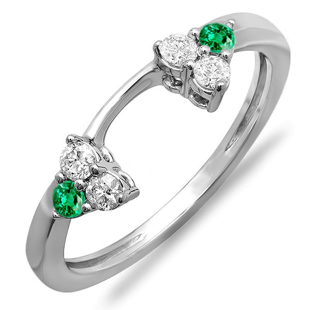 Dazzlingrock Collection 10K Gold Round Cut Emerald & White Diamond Mens Wedding Anniversary Band 