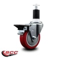 thumbnail image 2 of 4 Inch Red Poly Swivel 1-1/2 Inch Expanding Stem Caster with Brake SCC, 2 of 2