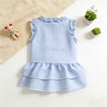 thumbnail image 6 of VNKIDY Baby Toddler Girls Ruffle Trim Gingham Dress With Button Front Layered Ruffle Hem For Cute Casual Summer Wear Blue 6-12 Months, 6 of 6