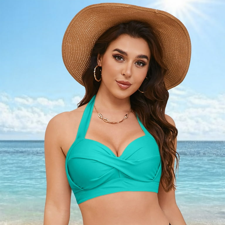 Xudanell Women Lace-Up Bikini Top Only, Underwire Full Coverage