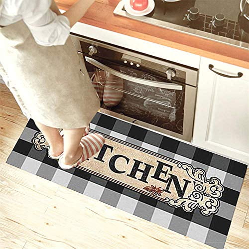 Abreeze Buffalo Plaid Checkered Rug Kitchen Floor Mat Non Skid