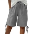 thumbnail image 3 of PIWHJQK Women Casual Drawstring Shorts Maternity High Waist Support Long Crotch Shorts Bottoms, 3 of 6