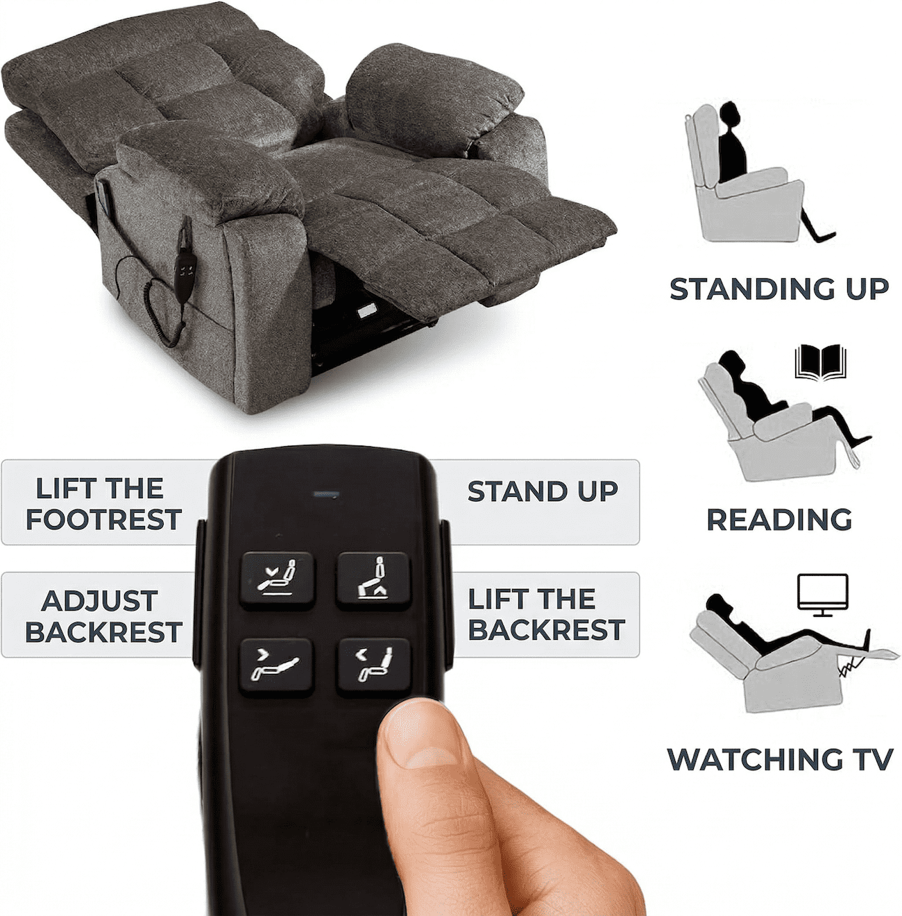 Lift Recliner Chair with Dual Motor, Oversized Power Lift Recliner for Elderly, Heat and Massage, 26" Wide Seat Big and Tall Recliner, 180° Lay Flat Electric Chair, 400 LBS, Brown
