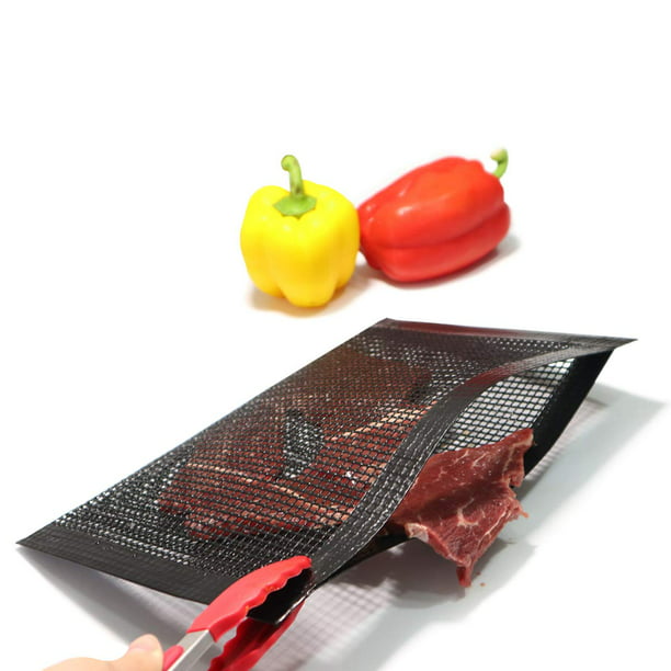 BBQ Mesh Grill Bags - 12 x 9.5 Inch Reusable Grilling Pouches for Charcoal,  Gas, Electric Grills & Smokers - Heat-Resistant, Non-Stick Barbecue Bag is  