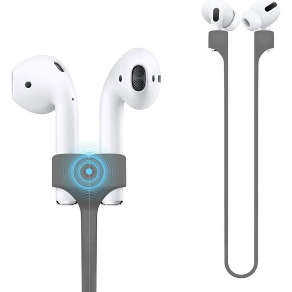 Compatible for Magnetic Anti-lost Strap AirPods 1 2 Pro Accessory - Colorful Soft Sport String Tether Lanyard, Running Silicone Wire Cable Connector, Silica Gel Neck Rope Cord - Grey
