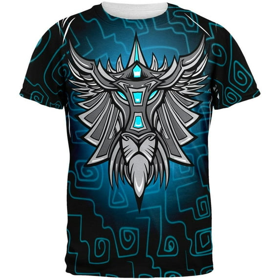 Glowing God Lion Grey Mens T Shirt Multi LG