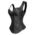 thumbnail image 6 of MISS MOLY Women's Gothic Jacquard Shoulder Straps Tank Overbust Corset Bustiers Plus Size Black, Style CZ9994, 6 of 7