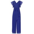 thumbnail image 3 of Yartina Flower Girls Chiffon Romper Ruffled Short Sleeve High Waist Wide Leg Jumpsuit for Wedding Royal Blue 10, 3 of 7