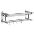 thumbnail image 5 of Stainless Steel Double Towel Rack Wall Mount Bathroom Shelf Bar Rail Hotel Style, 5 of 14