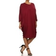 thumbnail image 2 of MOA Collection Women's Plus Size Casual Loose Fit Dolman Sleeve Midi Dress, 2 of 5