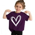 thumbnail image 2 of Bigetiay Girls Short Sleeve T Shirts Loose Cute Casual Tees with Heart Print Breathable Comfortable Daily Wear 11-12 Years, 2 of 4