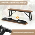 thumbnail image 4 of BLACK JAGUAR Outdoor Folding Bench Set of 2  55 Inches Long 2-3 Person Acacia Wood Backless Patio Dining Bench, 4 of 8