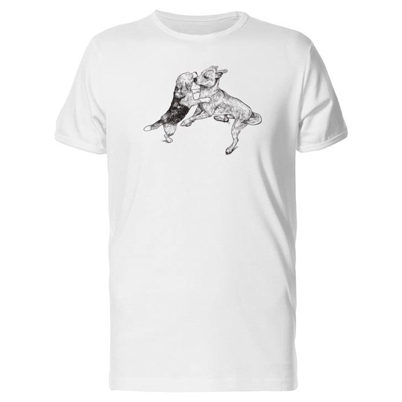 Cute Dogs Playing Sketch Tee Men's -Image by Shutterstock