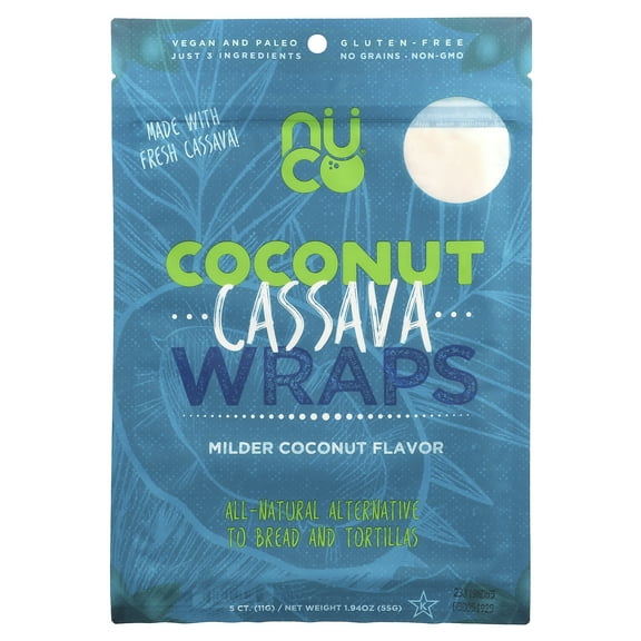 NUCO - Coconut Cassava Wraps Milder Coconut - 5 Count