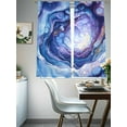 thumbnail image 4 of Modern Blue Sheer Curtains for Living Room Bedroom, Light-filtering Sheer Curtain, Abstract Art Moire Contemporary Water Ripple Rod Pocket Voile Window Treatment Drapes, 52’’Wx63’’L, 2 Panels Set, 4 of 7