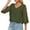 Army Green, variant on qolati Dressy Tops for Women Summer Casual V Neck Mesh Panel 3/4 Bell Sleeve Blouse Loose Fit Tunic Work Shirts