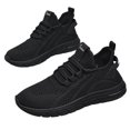 thumbnail image 3 of Zapatos de malla para caminar para mujer zapatillas de deporte planas de malla transpirables sólidas para viajes al aire libre, 3 of 6