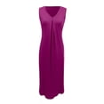thumbnail image 4 of JIAYUE Women's Dress A-Line Mid-Calf Casual Sleeveless Tank With Pockets Summer Beach Solid Color V Neck Versatile Female Dresses, 4 of 4