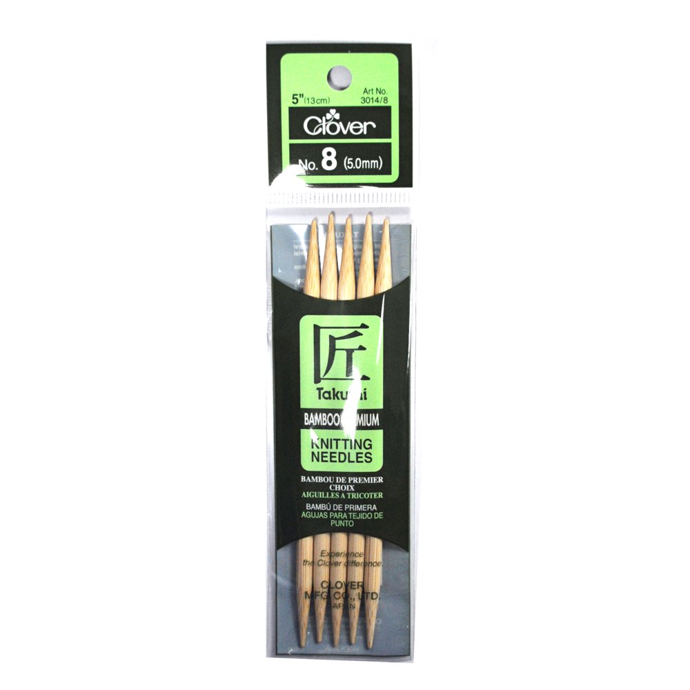Clover Takumi Bamboo 5 Inch Double Point Knitting Needle Size 8