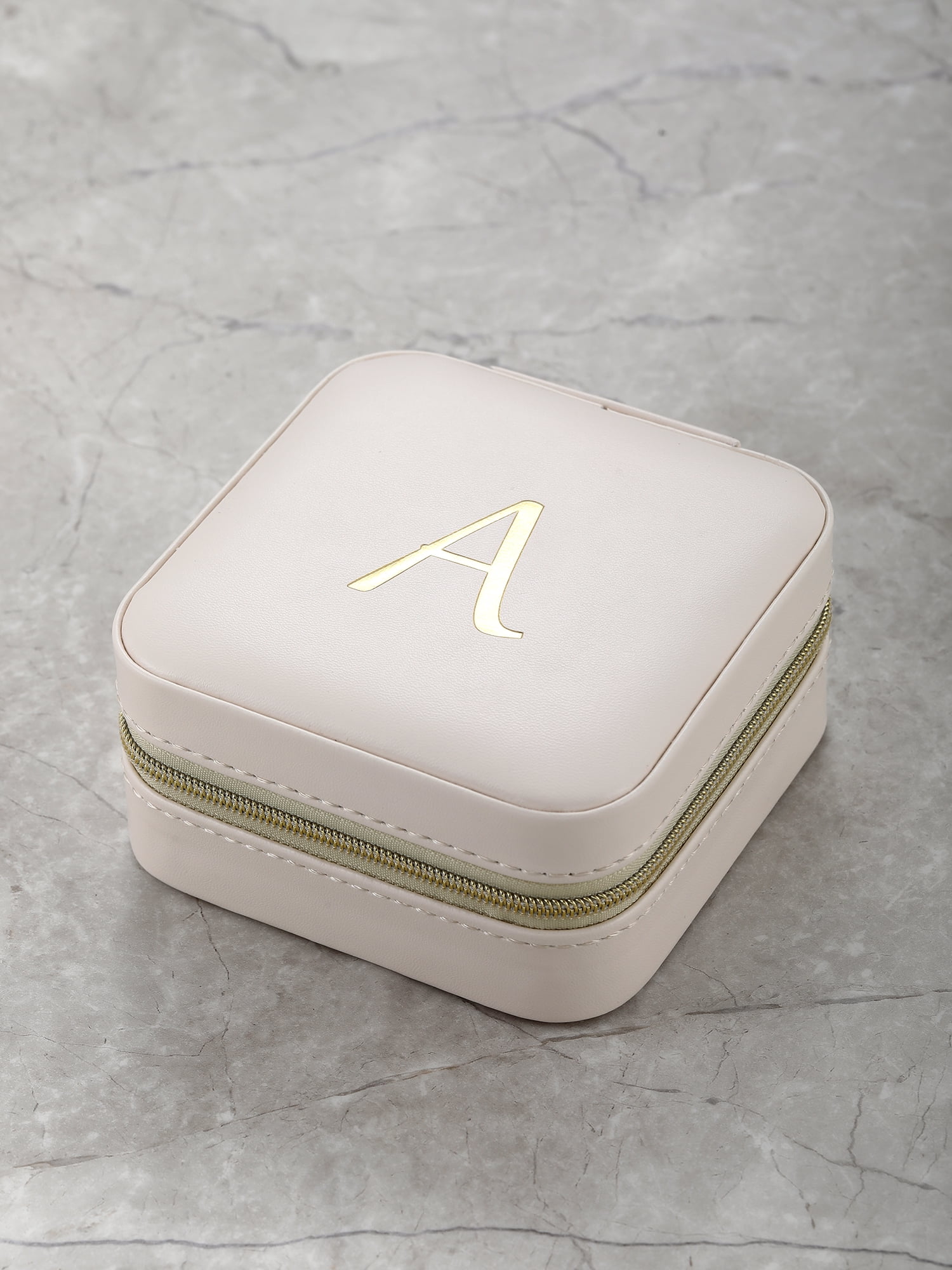Time and Tru Jewelry Organizer, Ivory with Gold Initial, Letter A