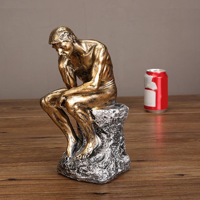 Adorno De Estatua De Pensador, Figura De Hombre Pensante Resistente A La Abrasión, Amplia Aplicación, Mano De Obra Fina Compacta De 9,8 Pulgadas Para Dormitorio
