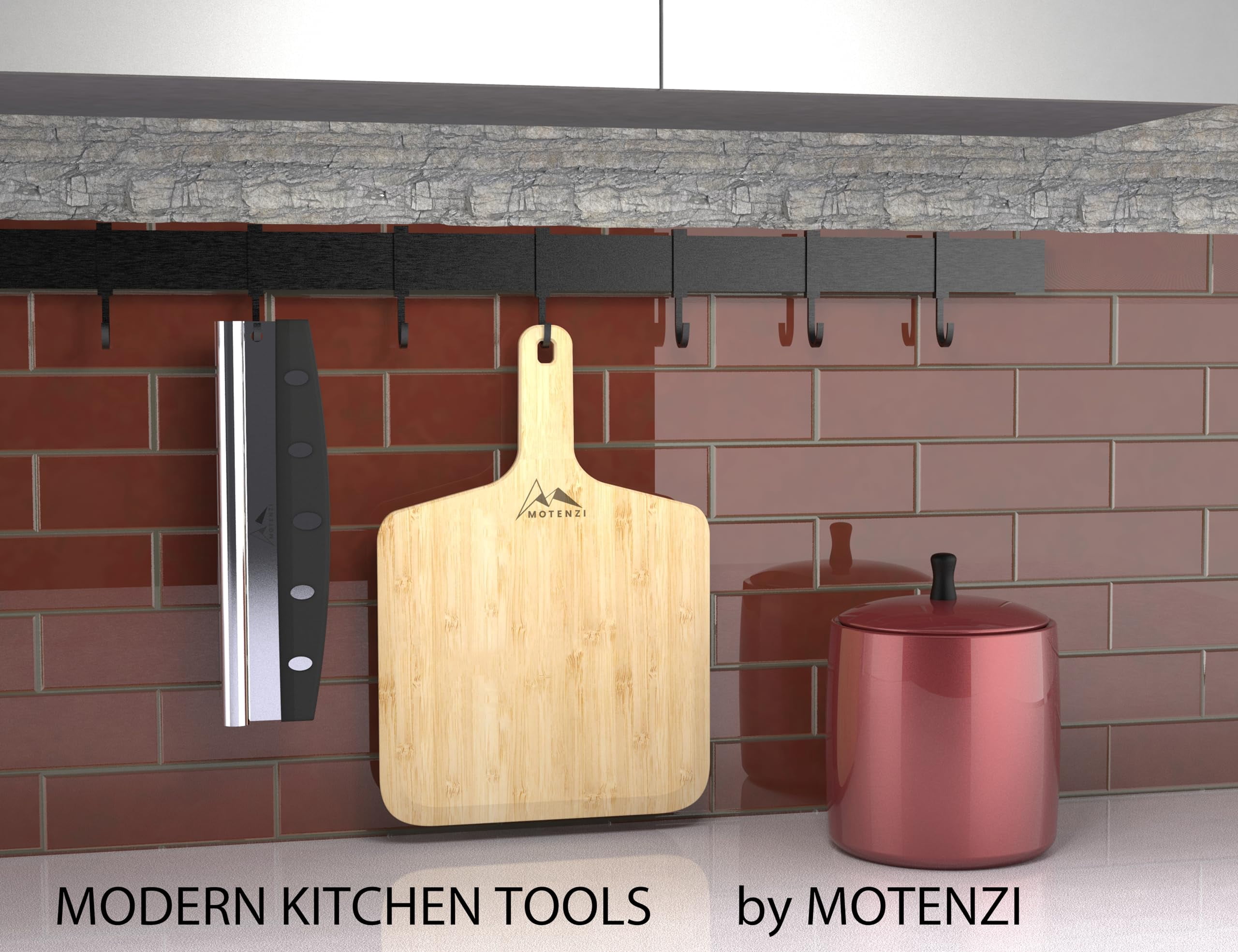 MOTENZI Bamboo Pizza Peel With Cutter and Server, Bamboo Pizza Board Wooden Pizza Paddle Spatula Oven Accessory for Baking Homemade Pizza, Wood Cutting Board for Cheese Bread Fruit Vegetables