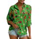 thumbnail image 3 of Sonducket Blusa informal con botones de manga larga y estampado de gasa para mujer Prendas para la parte del cuerpo Verde SG, 3 of 6