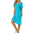 thumbnail image 2 of Camisón de mujer INSPIRE CHIC con botones, suave modal, de manga corta, pijama, camisetas de dormir, XS, azul verde, 2 of 6
