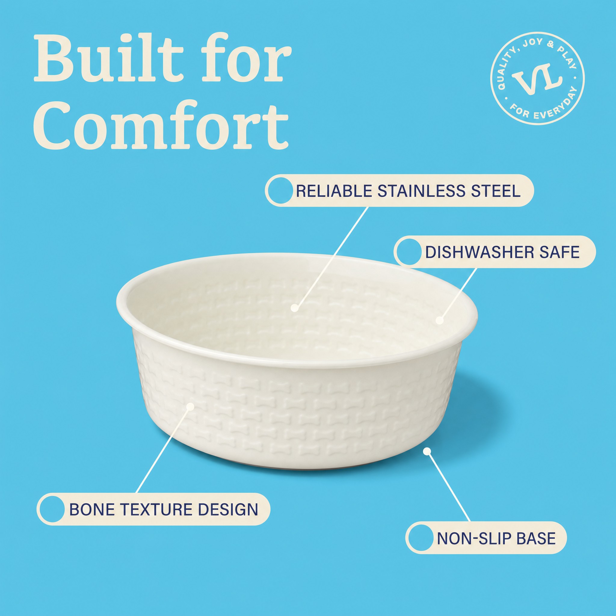 Vibrant Life Large Stainless Steel Pet Bowl, 7.5-Cup photo 5