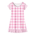 thumbnail image 1 of GDREDA Robes de Plage d'Été pour Fille 2025 Robe Fille à Carreaux Robe de Fête d'Anniversaire Rose, 3-4 Ans, 1 of 6